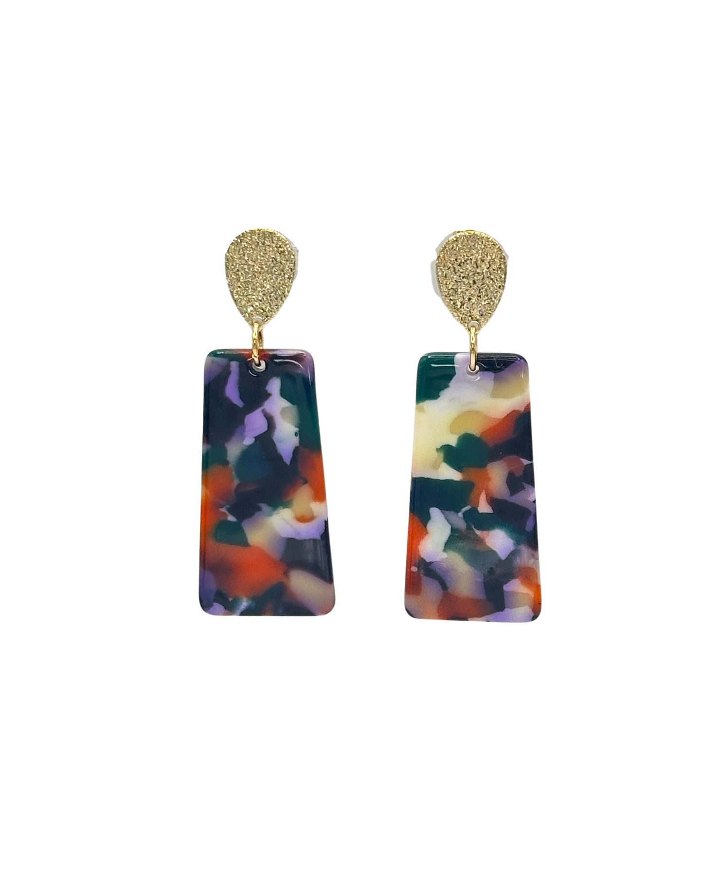 Prepare for compliments with these unique earrings. Made with a mulit colored acetate paired with teardrop rose gold posts.&nbsp; These statement earrings add sweet appeal to everyday wear or a special-occasion ensemble.