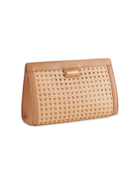 SOLEIL CLUTCH: TAN