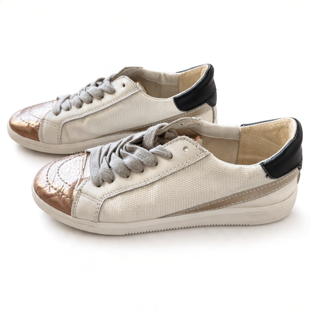Dolce Vita Metallic Copper and White Textured Leather Fashion Sneakers 6