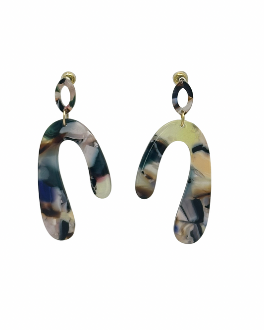 The Sienna Earrings offer a refined design and create a bold statement. The trendy multi-colored acetate arches add a hint of femininity, enhancing your style to a higher level.

Hypoallergenic, lightweight, nickel, lead, and cadmium free.