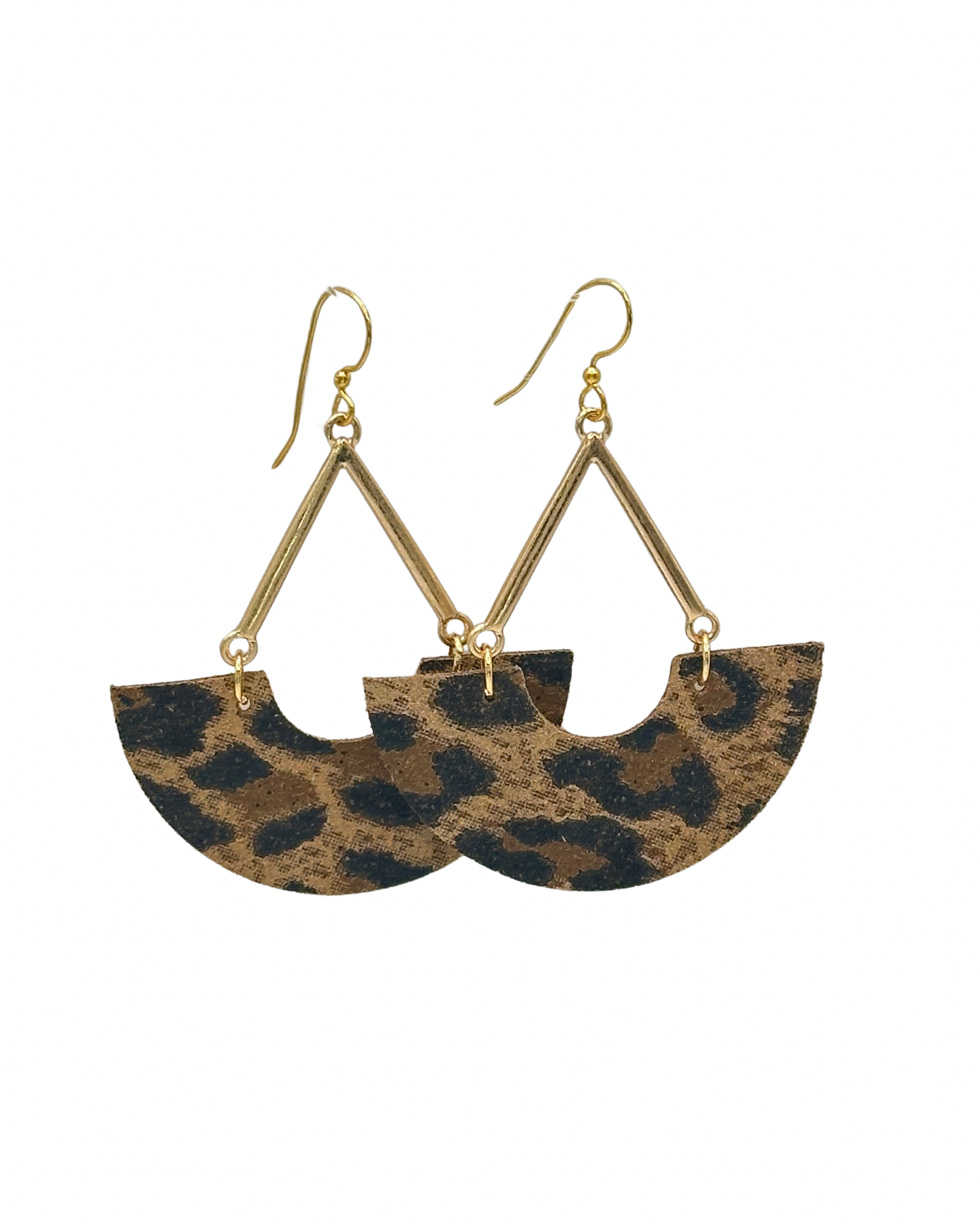 Crafted with a stunning leopard pattern and adorned with gold plated triangles, the Tamara Earrings are an incredibly versatile accessory.

Hypoallergenic, lightweight, nickel, lead, and cadmium free.