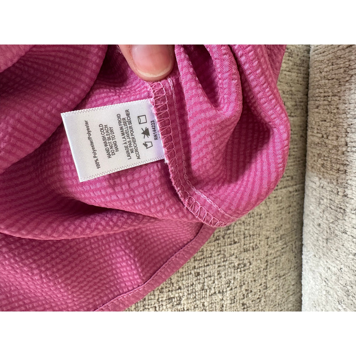 Bishop + Young Pink Satin Blouse Ruffle Neck Size XS