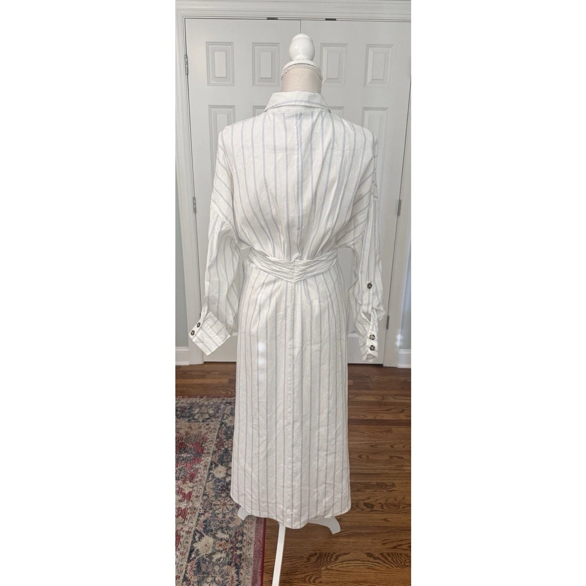 Antonio Melani Striped Linen Button-Down Maxi Dress 12