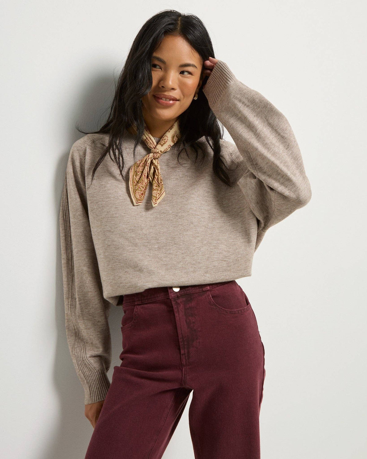 Harmony Tunic Sweater: Heather Sandbar - Mindy's Boutique