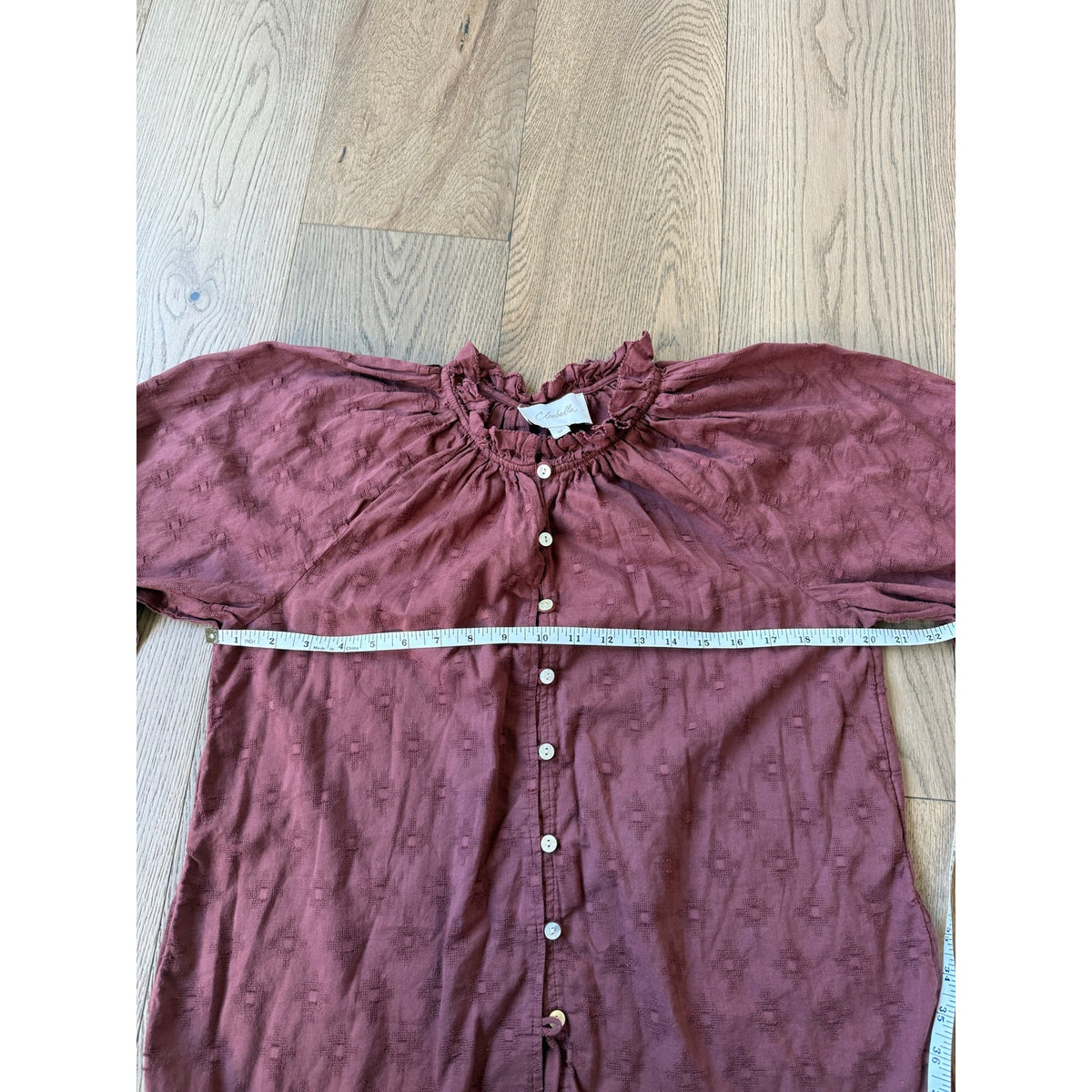 Cleobella Rust Eyelet Ruffle Collar Button-Front Blouse M