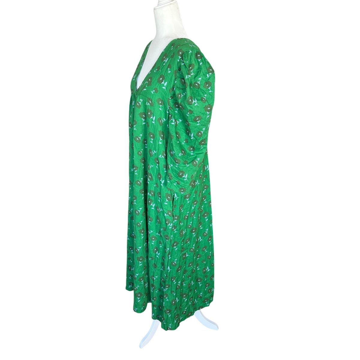 Pink Chicken New York Green Floral Midi Dress Size Medium