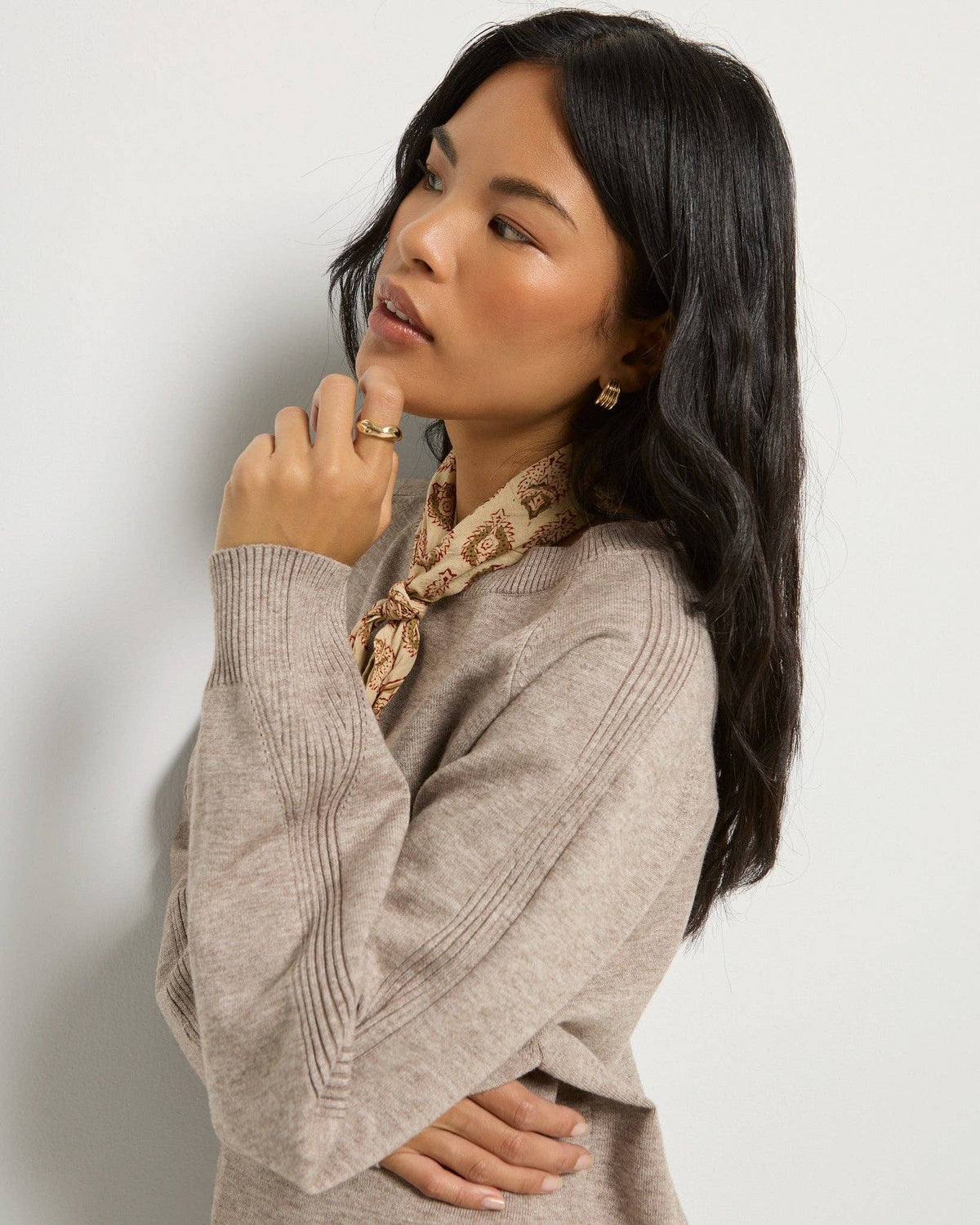 Harmony Tunic Sweater: Heather Sandbar - Mindy's Boutique