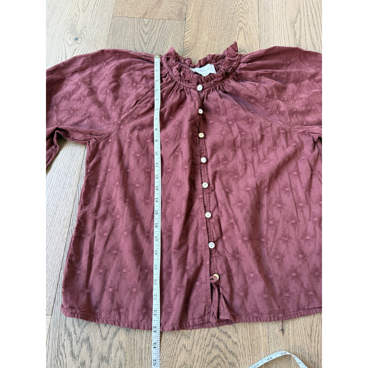 Cleobella Rust Eyelet Ruffle Collar Button-Front Blouse M