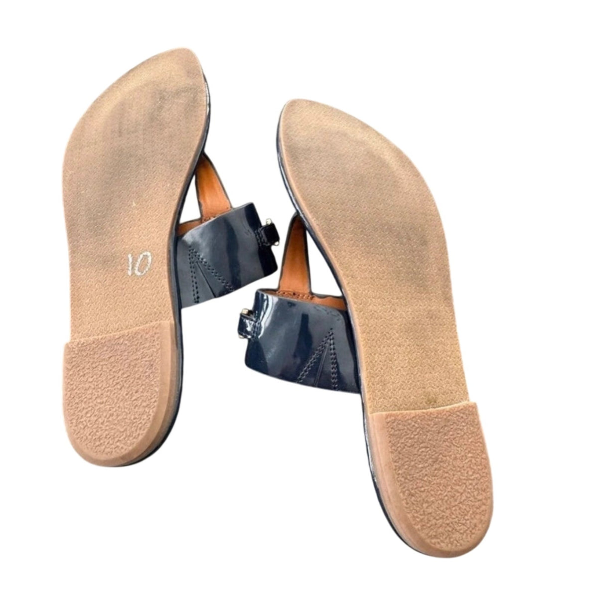 J. McLaughlin Navy Blue Patent Leather Bamboo Thong Sandals 7M - Mindy's Boutique