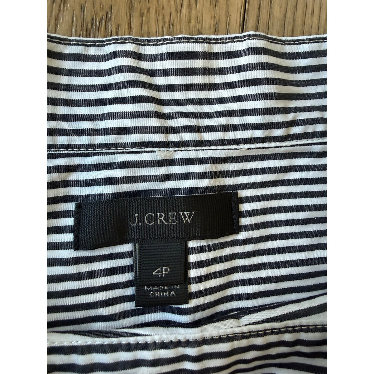 J.Crew Striped Funnel Neck Button Shoulder Top - 4P