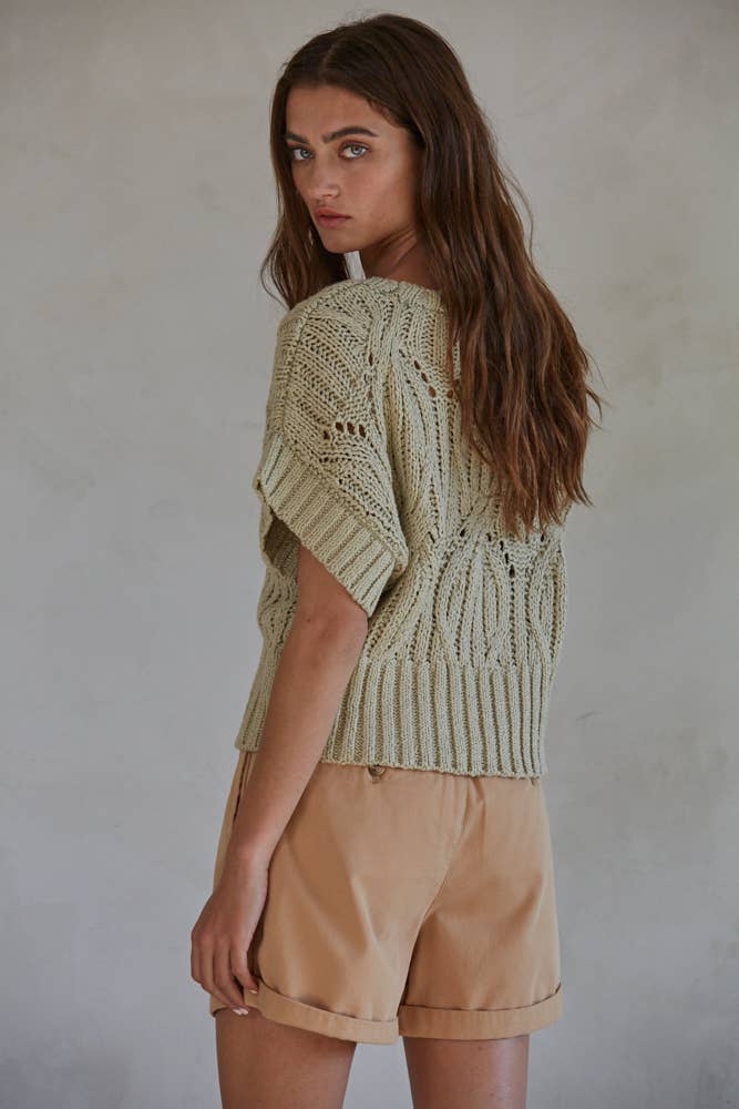 Emma Crochet Knit Sweater - Mindy's Boutique