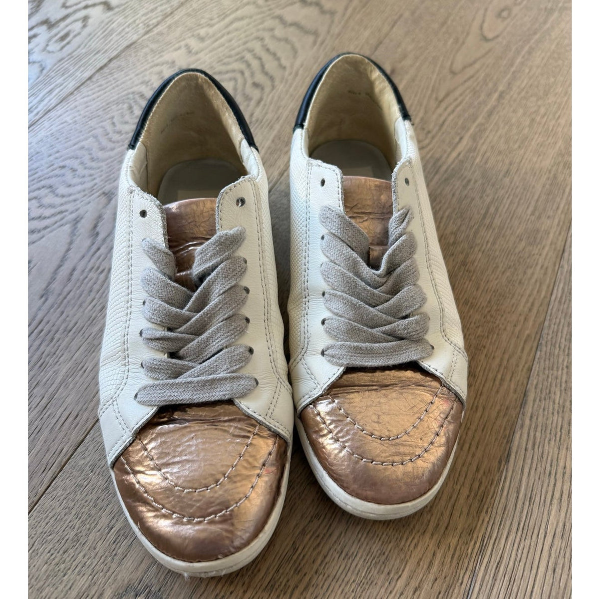 Dolce Vita Metallic Copper and White Textured Leather Fashion Sneakers 6 - Mindy's Boutique