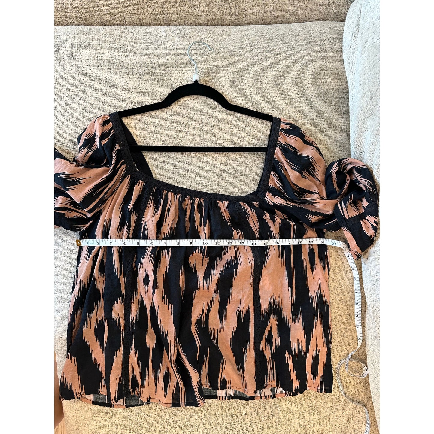 Coco By Together Black Gauze Square Neck Boho Top