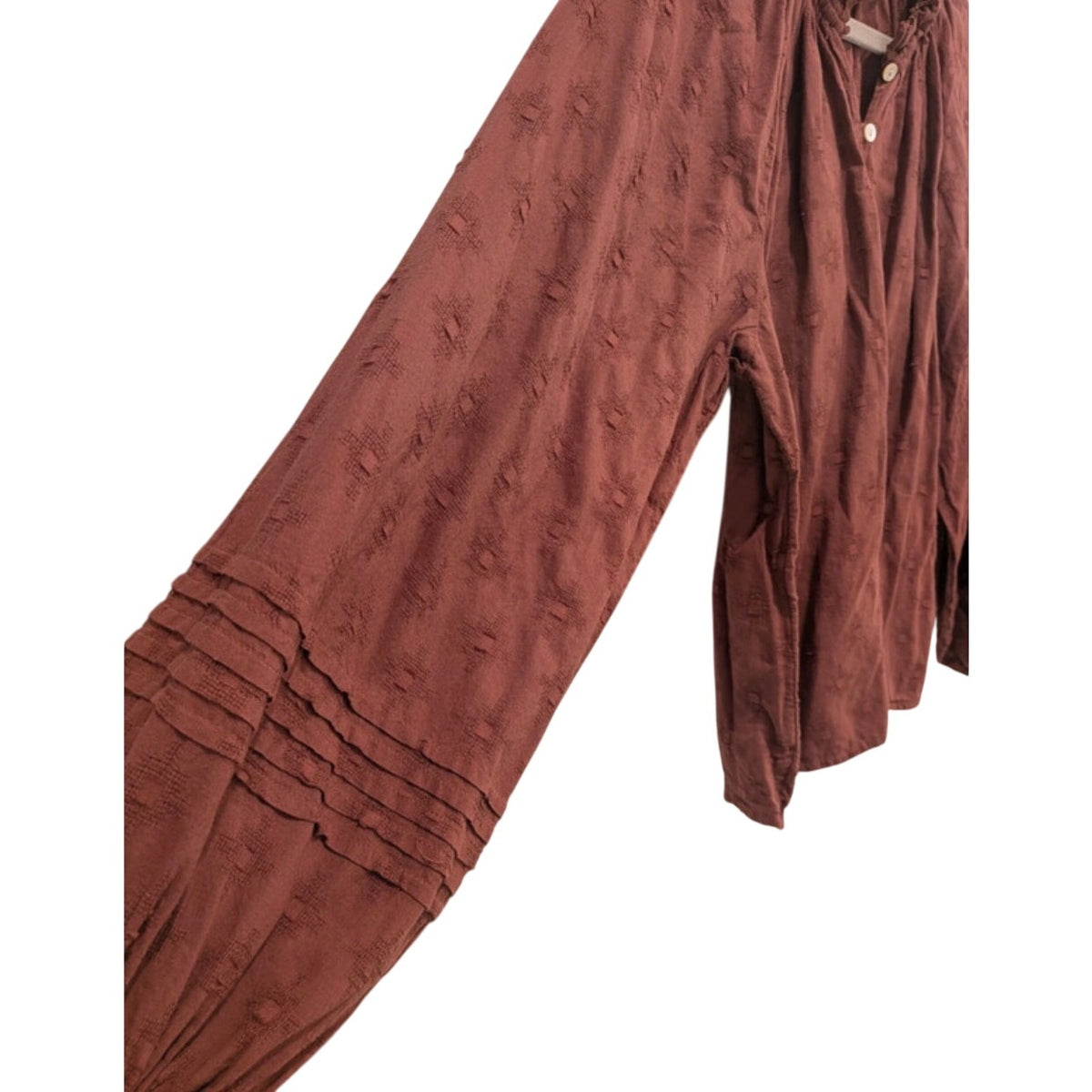 Cleobella Rust Eyelet Ruffle Collar Button-Front Blouse M