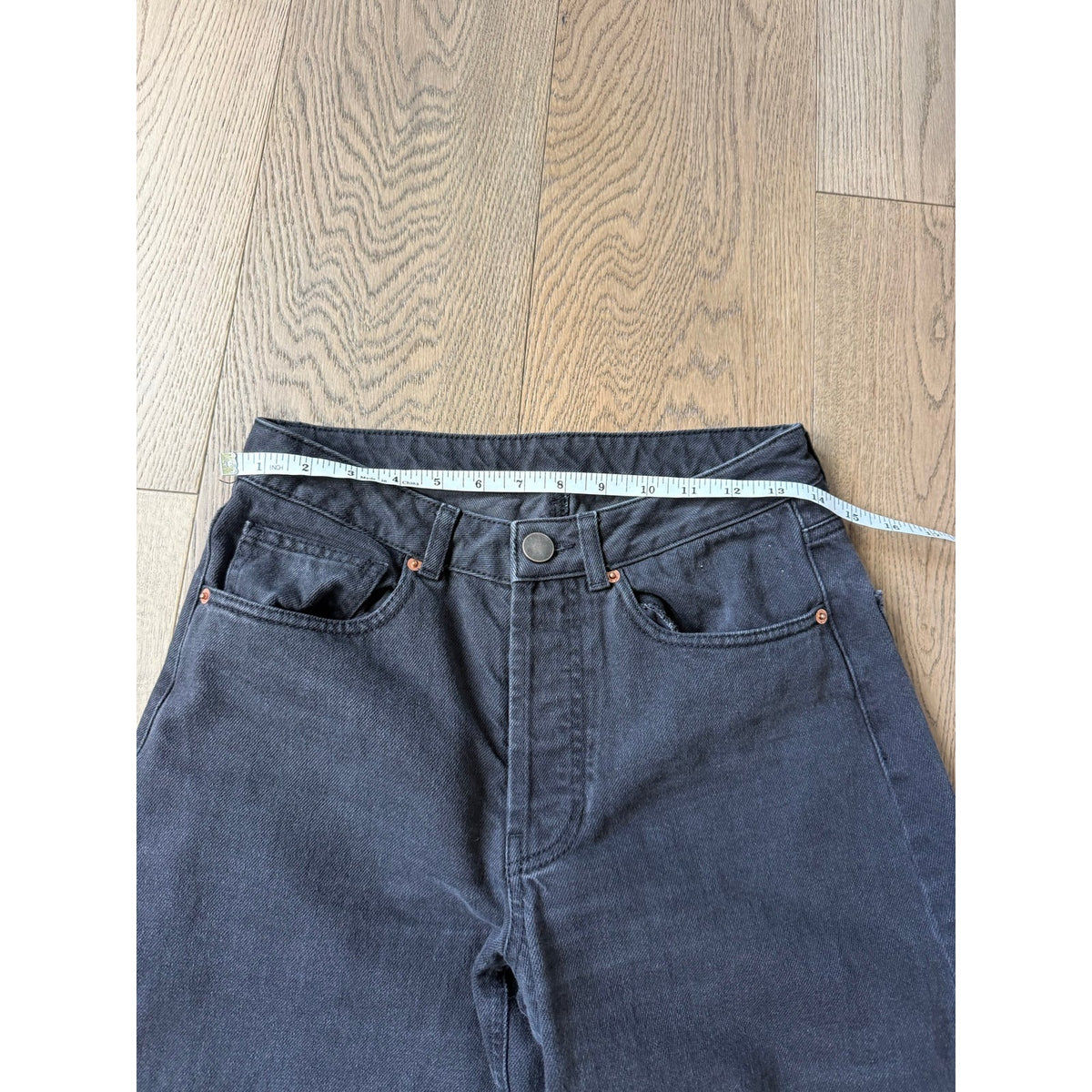 Raey Black Ultra Wide Leg Raw Hem Jeans Size 28