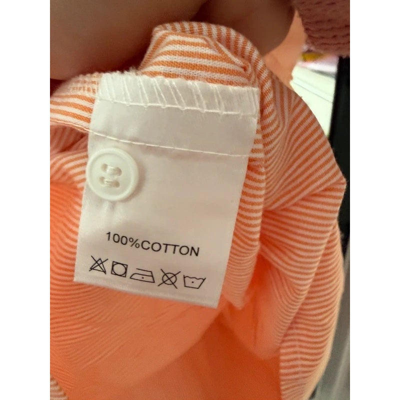 Taylor Tillman Cammie Ruffle Shirt Dress in Orange Stripe M