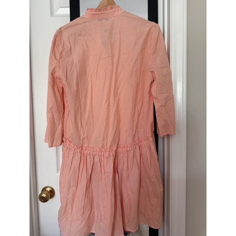 Taylor Tillman Cammie Ruffle Shirt Dress in Orange Stripe M
