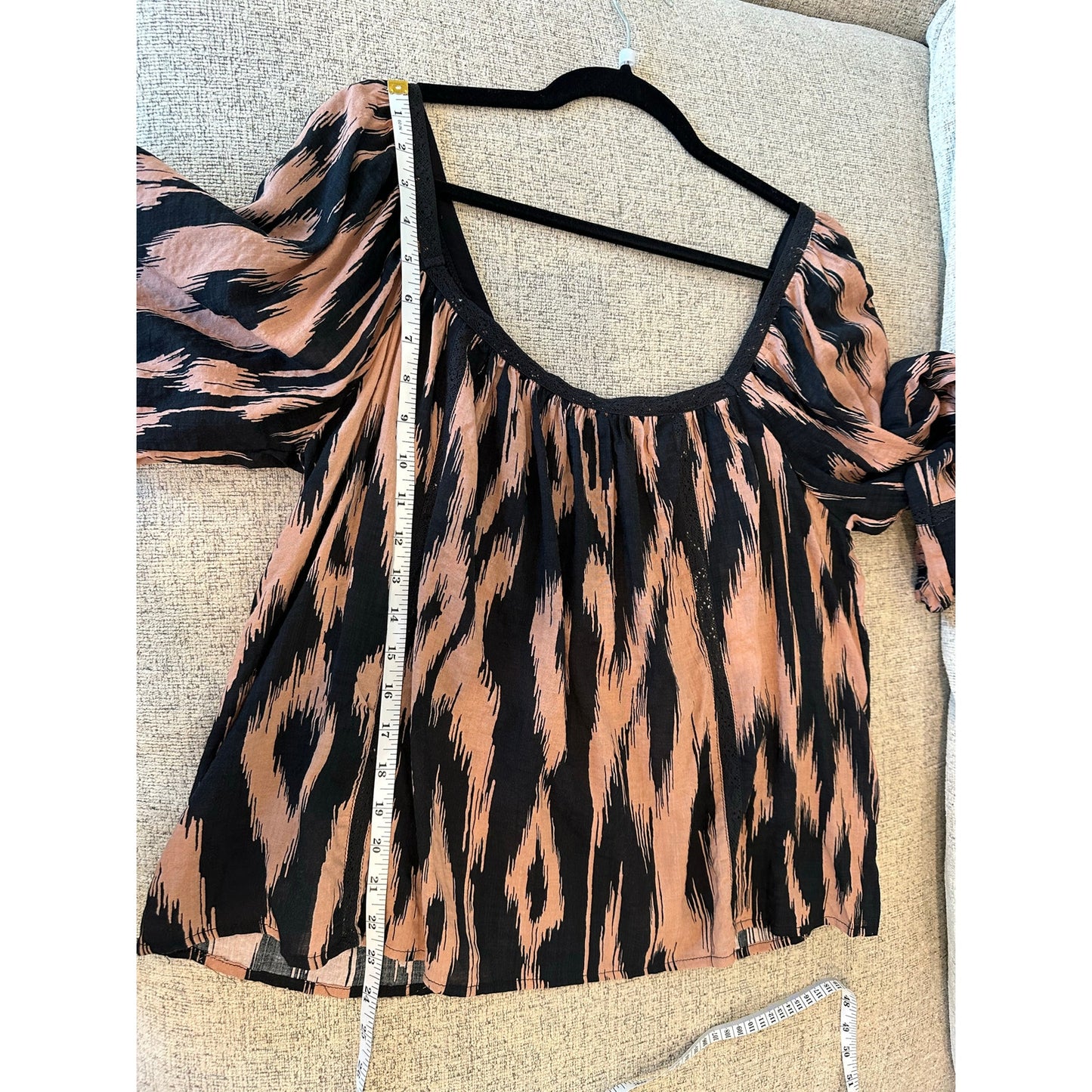 Coco By Together Black Gauze Square Neck Boho Top