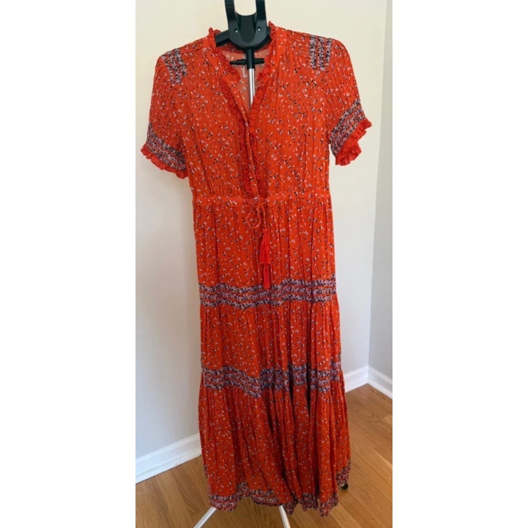Free People Rare Feelings Red Printed Maxi Dress small