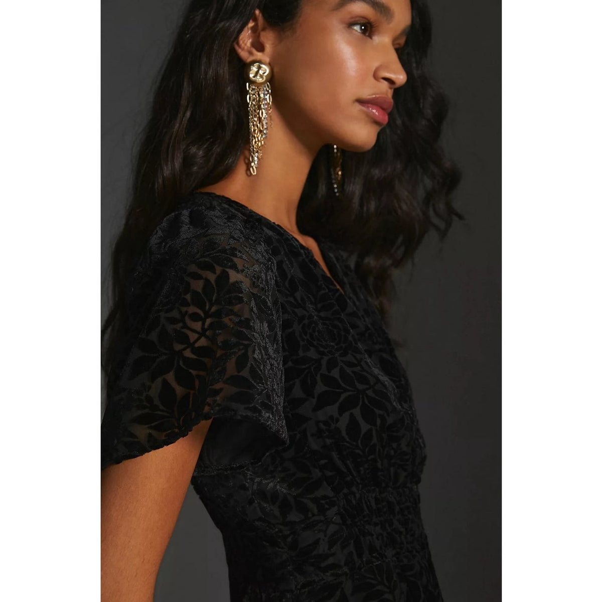 Anthropologie The Somerset Velvet Mini Dress Black Size S