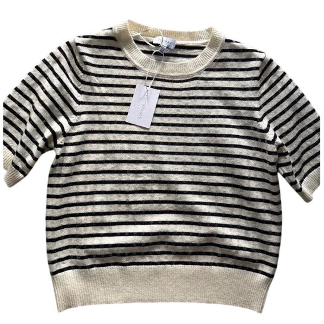 Lucy Paris NWT Striped Short Sleeve Sparkle Sweater L