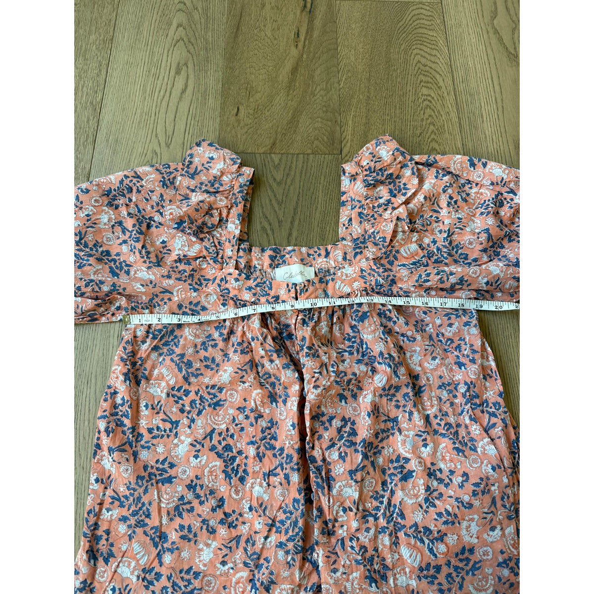 Cleobella Floral Puff Sleeve Top Orange Multi M