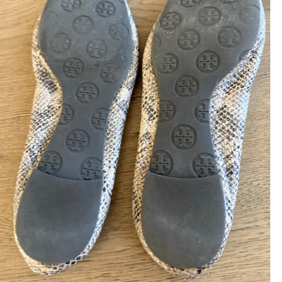 Tory Burch Reva Snake-Embossed Leather Ballet Flats - Size 8.5