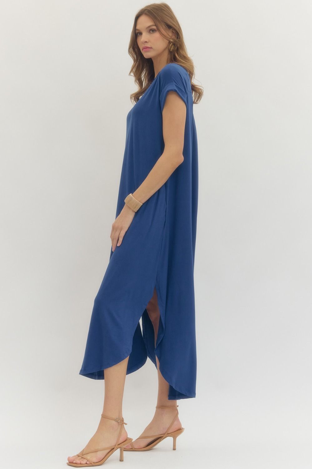 Kerry Entro V Neck Jersey Knit Maxi Dress With Pockets - multiple colors - Mindy's Boutique