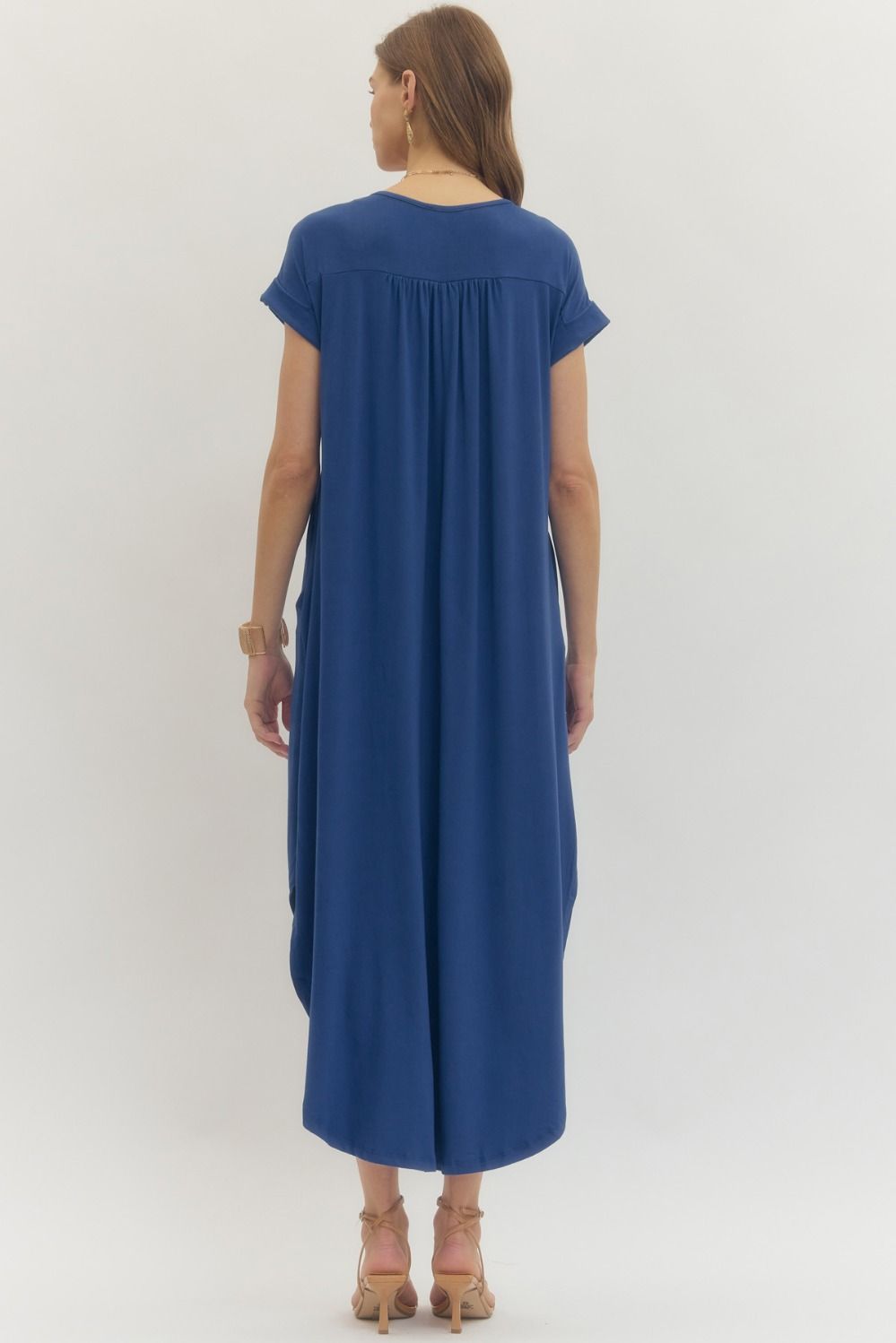 Kerry Entro V Neck Jersey Knit Maxi Dress With Pockets - multiple colors - Mindy's Boutique
