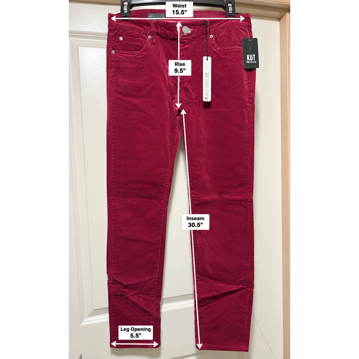 KUT from the Kloth NWT Diana Skinny Corduroy Pants in Magenta 10