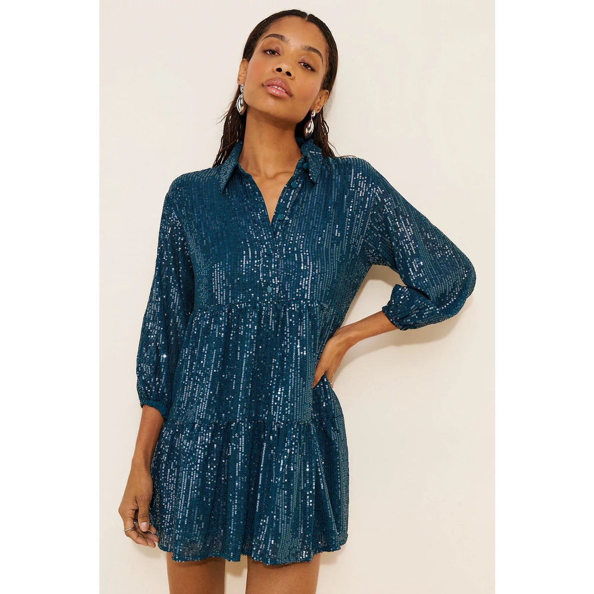 Maeve Anthropologie Bettina Sequin Mini Dress Green M
