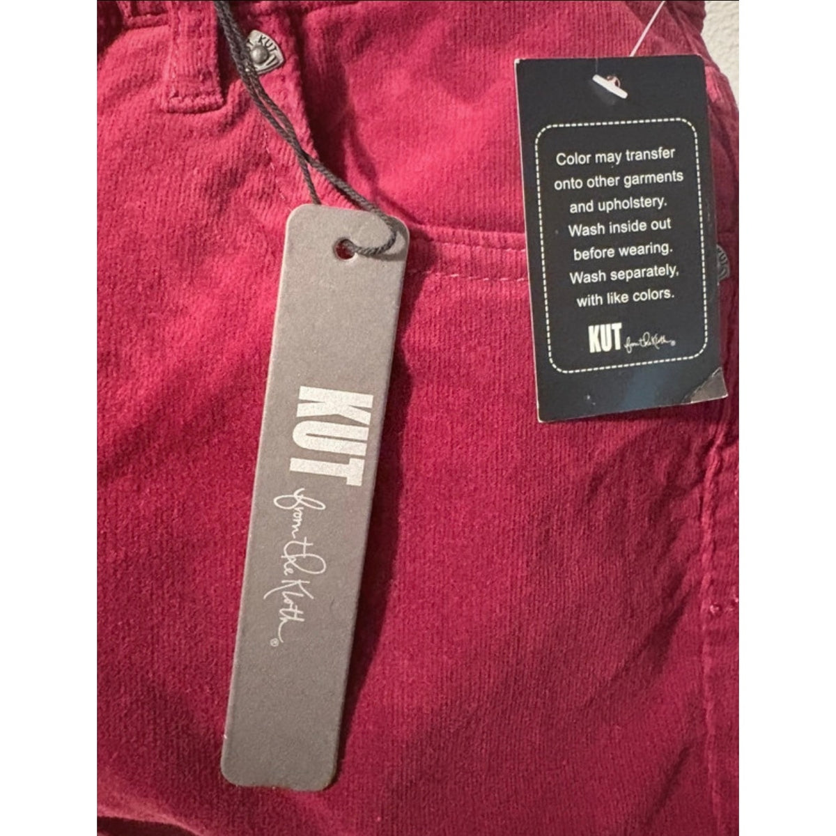 KUT from the Kloth NWT Diana Skinny Corduroy Pants in Magenta 10